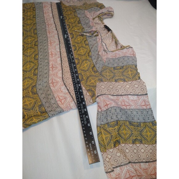 Fred David blouse plus size 3X sheer tie-neck geometric stripe long sleeve top - Picture 9 of 11